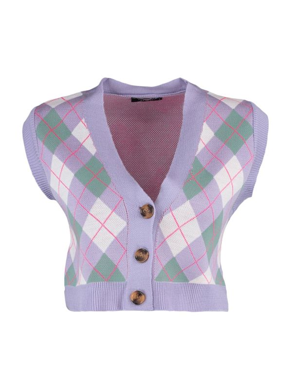 Trendyol Trendyol Kardigan bez rukava  sivkasto zelena / lavanda / roza / bijela