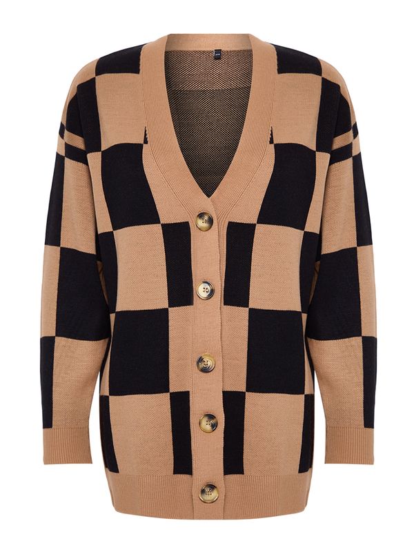 Trendyol Trendyol Kardigan  boja devine dlake (camel) / crna