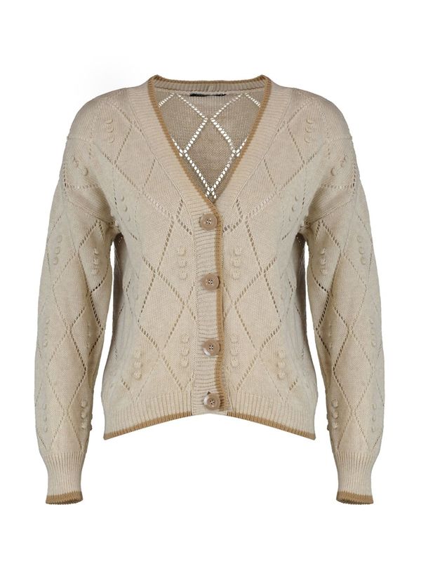 Trendyol Trendyol Kardigan  sivkasto bež / tamno bež