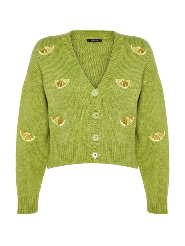 Trendyol Trendyol Kardigan  žuta / svijetlozelena / bijela