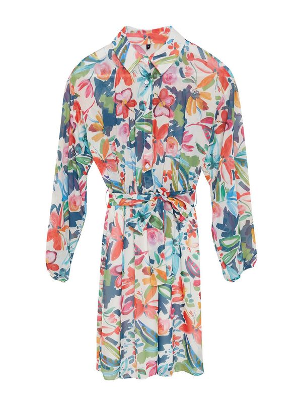 Trendyol Trendyol Košulja haljina  safirno plava / zelena / crvena / prljavo bijela