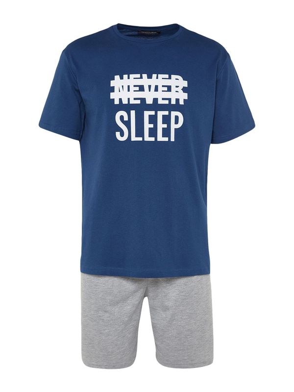 Trendyol Trendyol Kratka pidžama  plava / siva melange / bijela