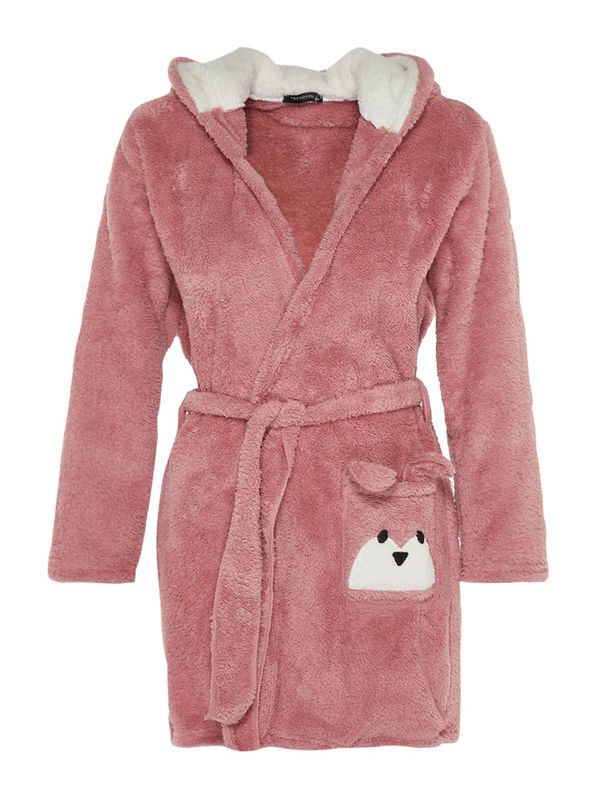 Trendyol Trendyol Kratki kupaći ogrtač  puder roza / crna / bijela