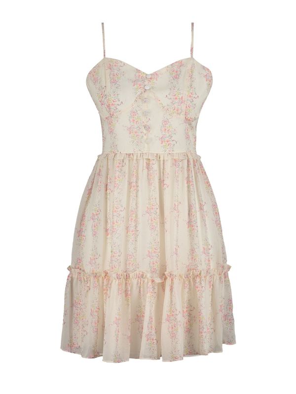 Trendyol Trendyol Ljetna haljina  ecru/prljavo bijela / žuta / roza / tamno roza