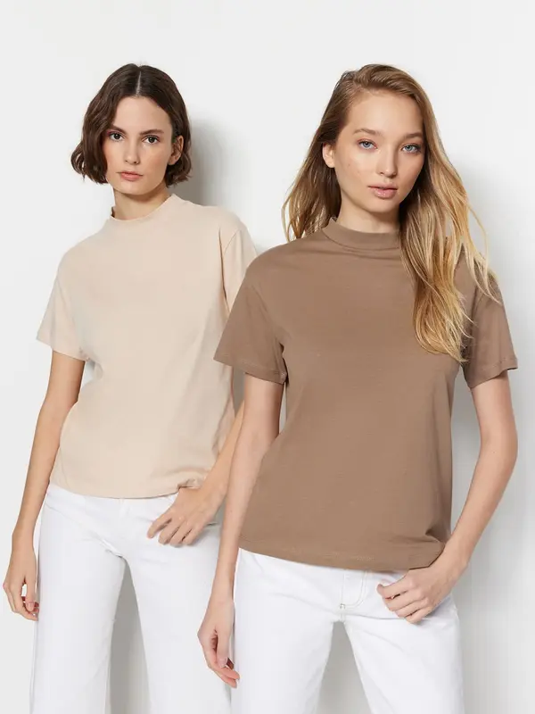 Trendyol Trendyol Majica  bež / boja devine dlake (camel)
