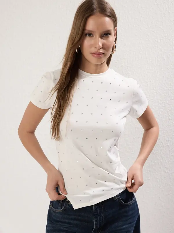 Trendyol Trendyol Majica  srebro / prozirna / bijela