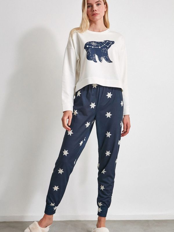 Trendyol Trendyol Pidžama  morsko plava / bijela