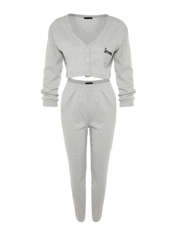 Trendyol Trendyol Pidžama  siva melange / crna