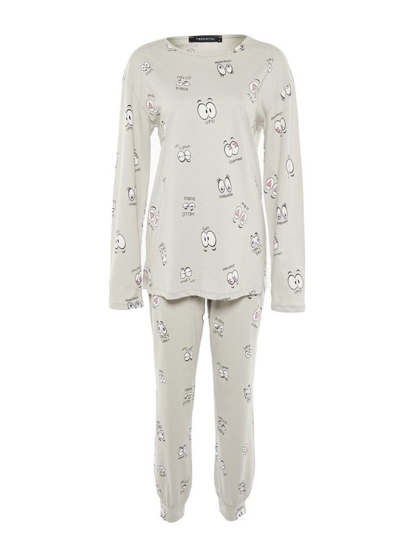 Trendyol Trendyol Pidžama  svijetlosiva / roza / crna / bijela
