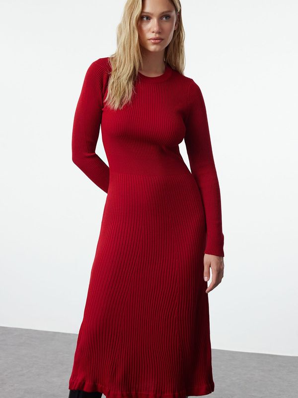 Trendyol Trendyol Pletena haljina  tamno crvena