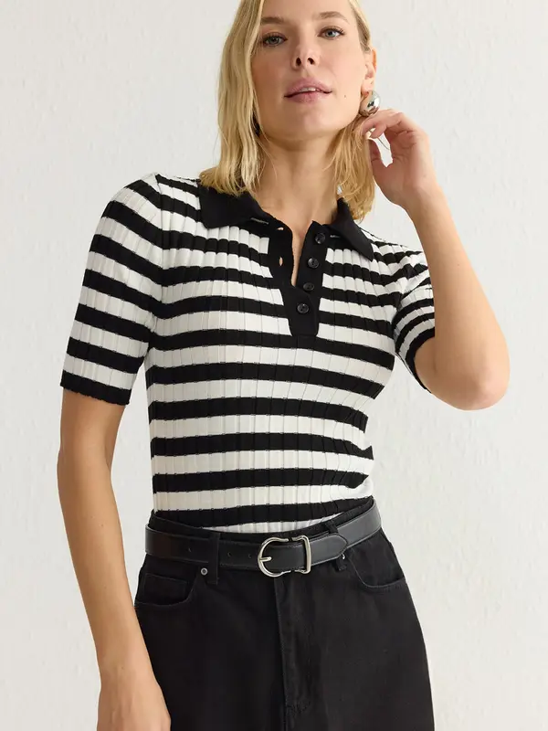 Trendyol Trendyol Pulover  crna / bijela