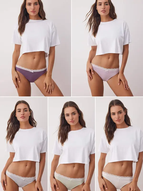 Trendyol Trendyol Slip 'Briefs'  siva melange / pastelno zelena / ljubičasta / pastelno ljubičasta / bijela