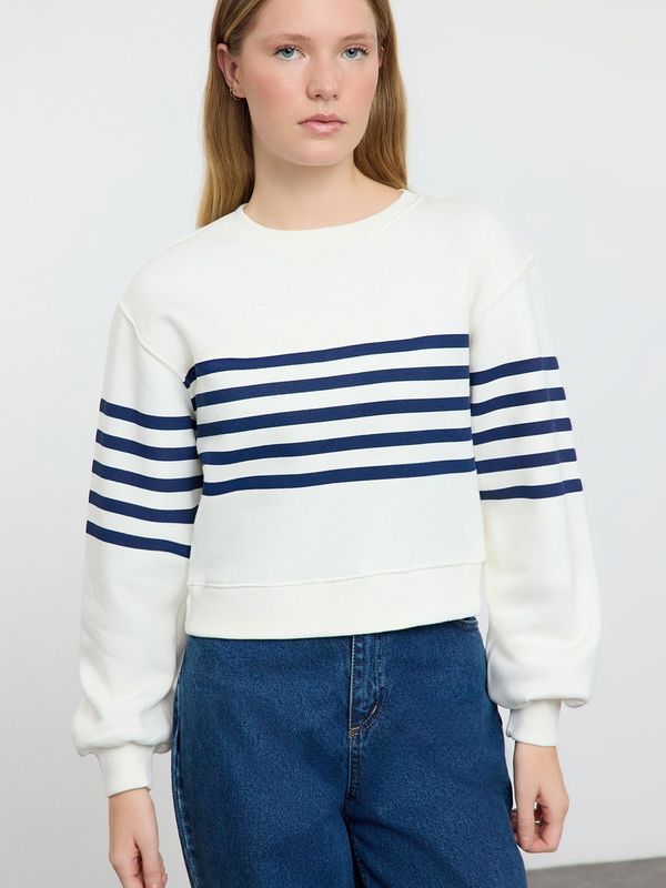 Trendyol Trendyol Sweater majica  ecru/prljavo bijela / morsko plava