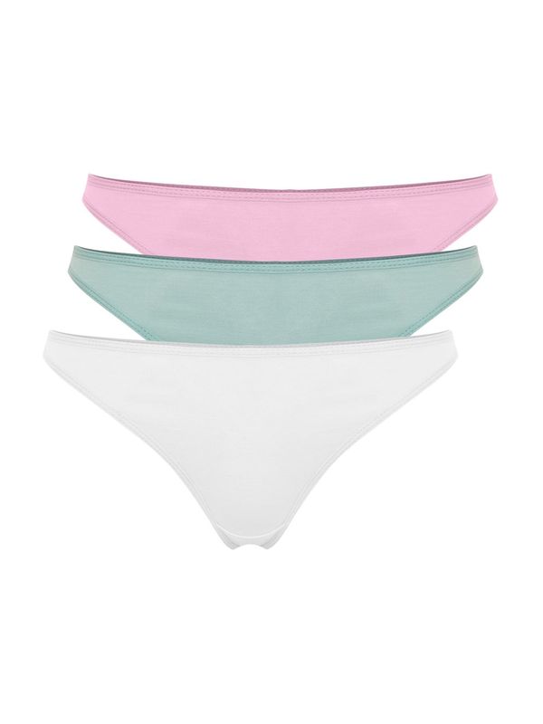Trendyol Trendyol Tanga gaćice  svijetlobež / menta / roza