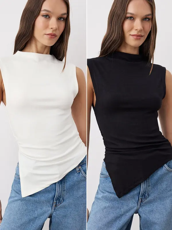 Trendyol Trendyol Top  crna / bijela