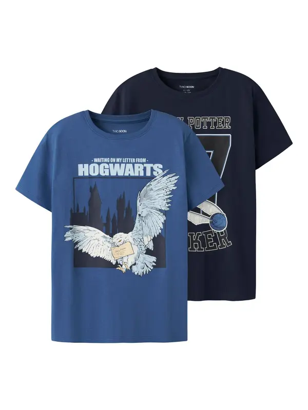TWO SOON TWO SOON Majica 'Harry Potter'  plava / mornarsko plava / pastelno plava / bijela