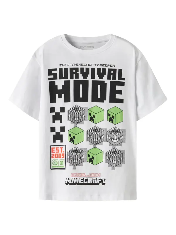 TWO SOON TWO SOON Majica 'Minecraft'  zelena / narančasta / crna / bijela