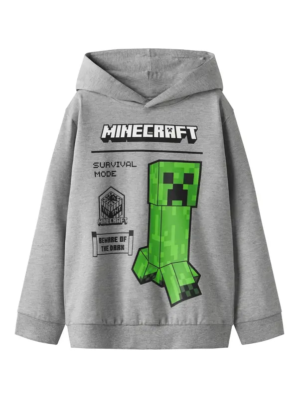 TWO SOON TWO SOON Sweater majica 'Minecraft'  siva / zelena / crna / bijela