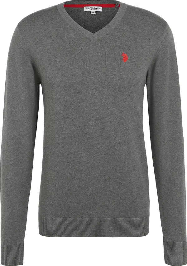 U.S. Polo Assn. U.S. POLO ASSN. Pulover  siva melange / crvena