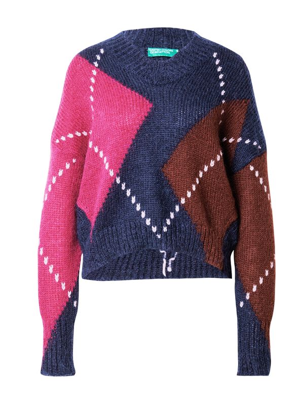 UNITED COLORS OF BENETTON UNITED COLORS OF BENETTON Pulover  tamno plava / smeđa / roza / bijela