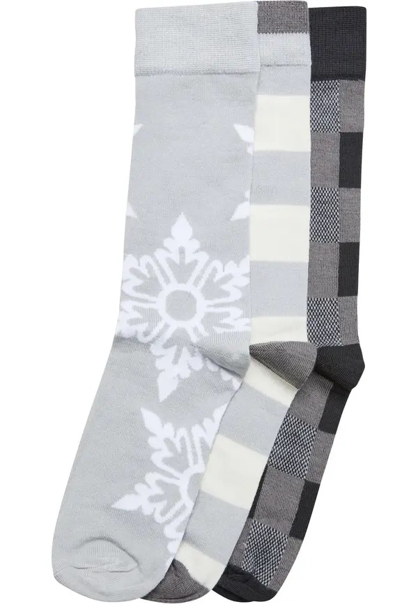 Urban Classics Urban Classics Čarape 'Christmas Snowflakes'  antracit siva / svijetlosiva / siva melange / bijela