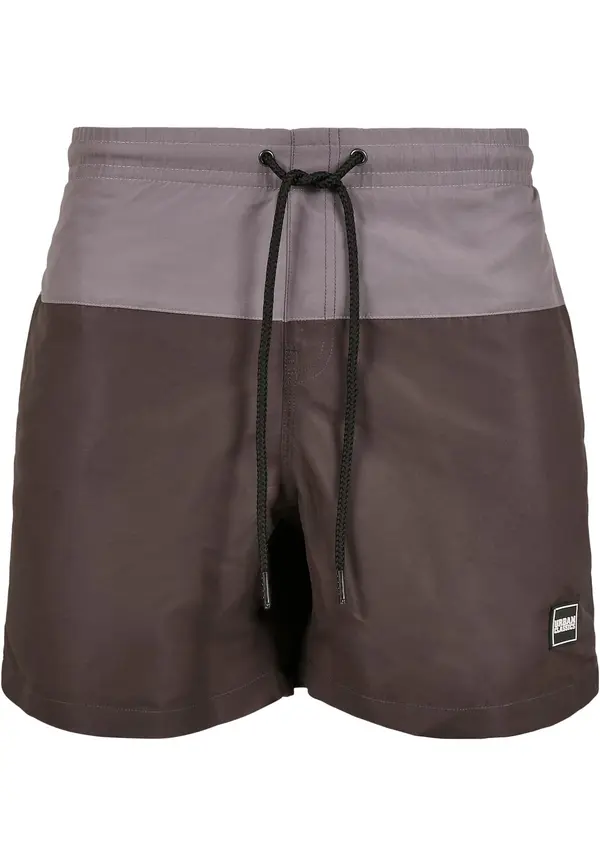 Urban Classics Urban Classics Kupaće hlače  tamno smeđa / siva / bijela