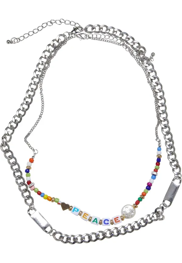 Urban Classics Urban Classics Lančić 'Peace Bead'  zelena / narančasta / crvena / srebro