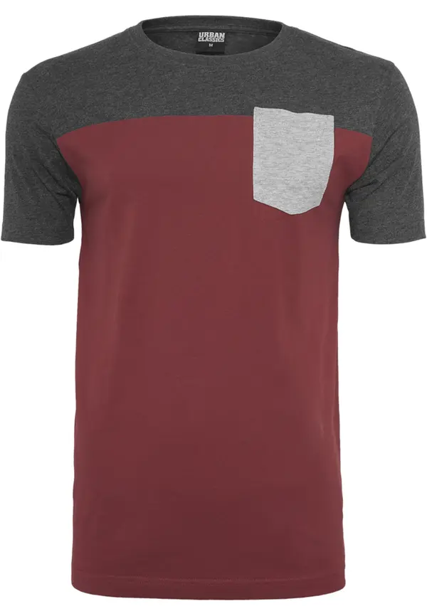 Urban Classics Urban Classics Majica  svijetlosiva / tamo siva / burgund