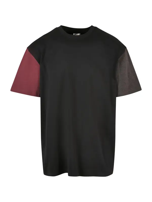 Urban Classics Urban Classics Majica  tamno smeđa / pastelno crvena / crna