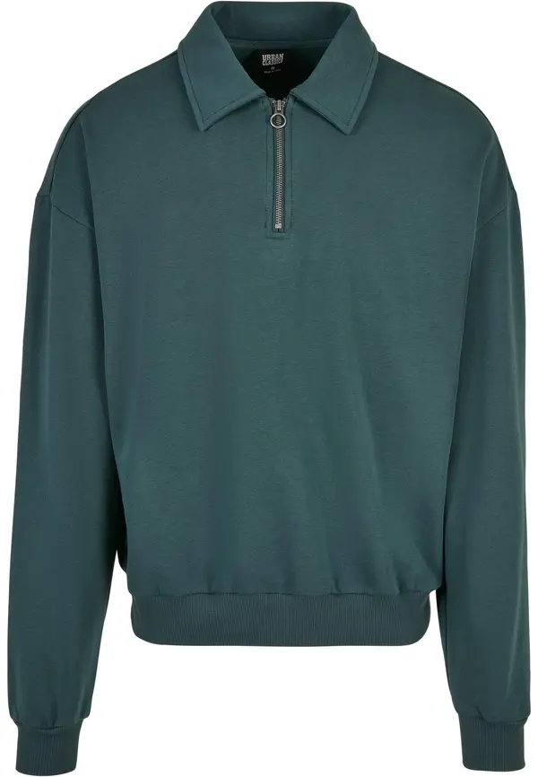 Urban Classics Urban Classics Sweater majica 'Collar Crew'  tamno zelena