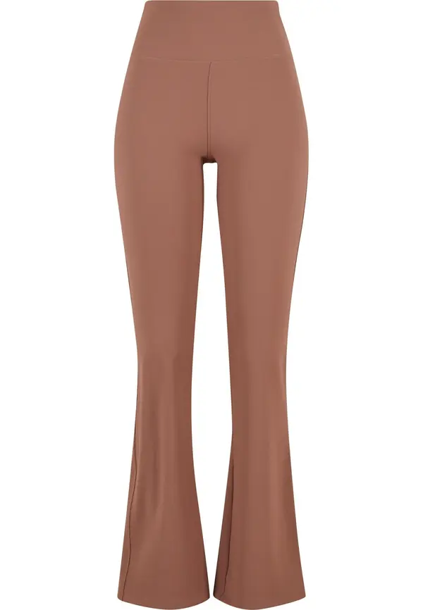 Urban Classics Urban Classics Tajice ' Ladies Flared Leggings Rib '  svijetlosmeđa