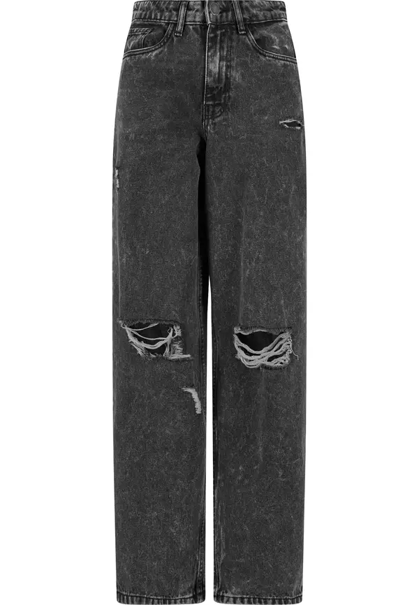Urban Classics Urban Classics Traperice 's Wide Leg Denim Pants ' '  crni traper
