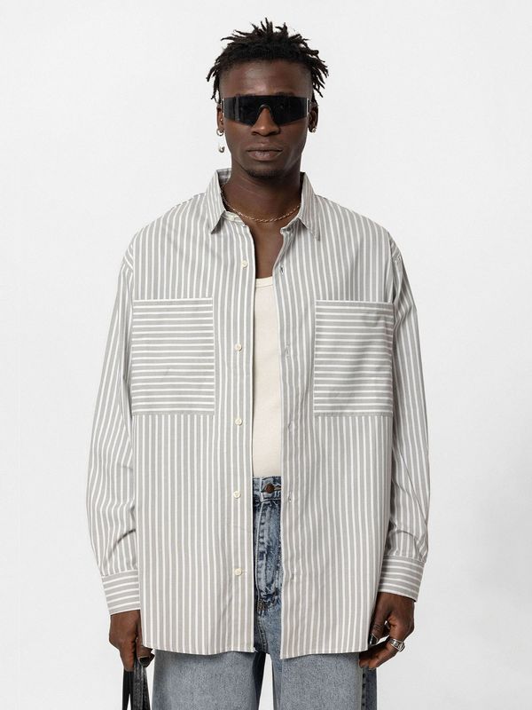 VAMOS CLO VAMOS CLO Košulja 'Everett'  siva / bijela