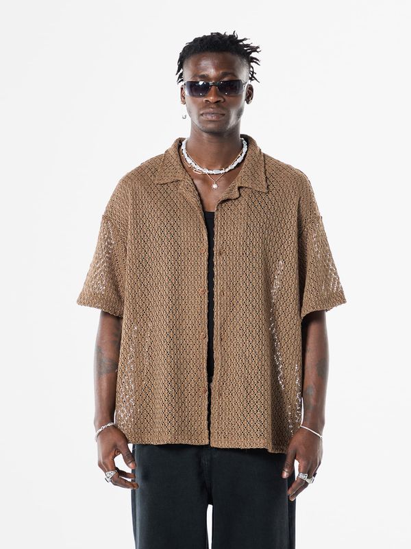 VAMOS CLO VAMOS CLO Košulja 'Hairy Toad'  bež / tamno bež