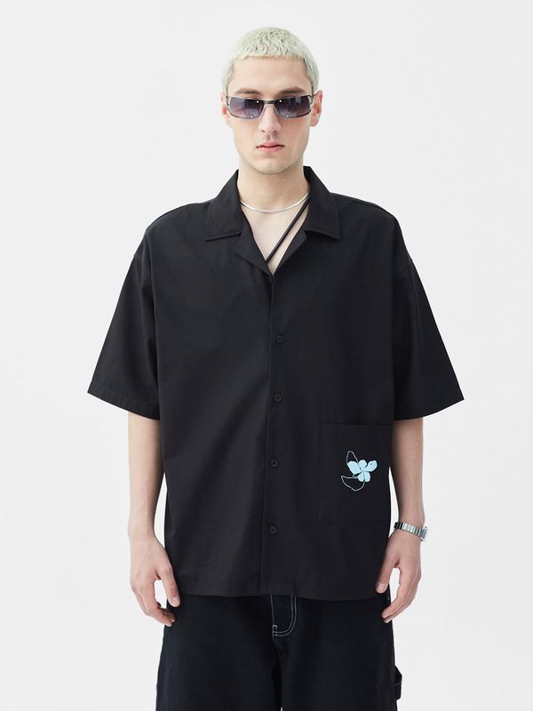 VAMOS CLO VAMOS CLO Košulja 'Plumbago'  plava / crna