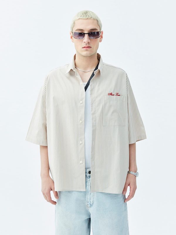 VAMOS CLO VAMOS CLO Košulja 'Sherman'  pijesak / krvavo crvena / bijela