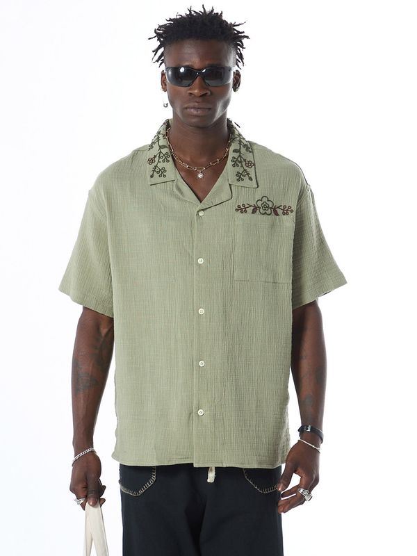 VAMOS CLO VAMOS CLO Košulja  smeđa / zelena / maslinasta