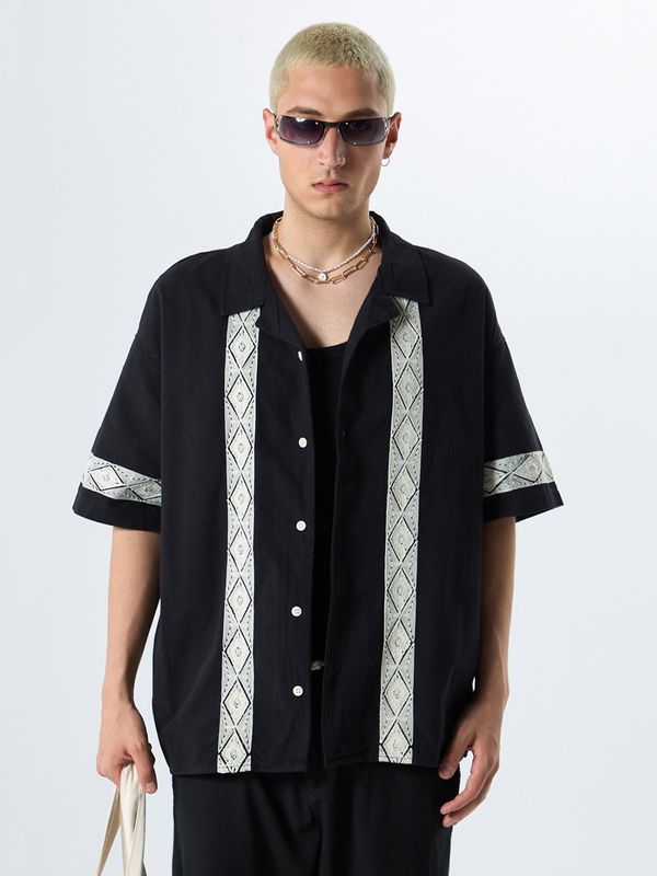 VAMOS CLO VAMOS CLO Košulja 'Stockton'  crna / bijela