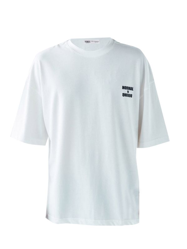 VAMOS CLO VAMOS CLO Majica 'Mission'  ecru/prljavo bijela / plava / crna