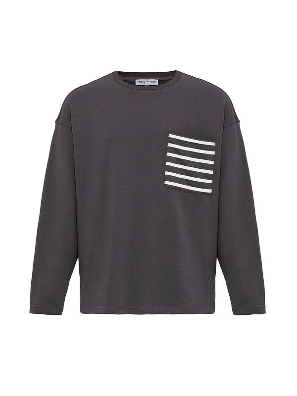 VAMOS CLO VAMOS CLO Sweater majica  antracit siva / bijela