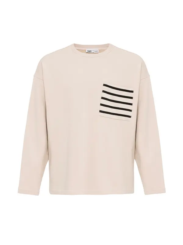 VAMOS CLO VAMOS CLO Sweater majica  kameno siva / crna