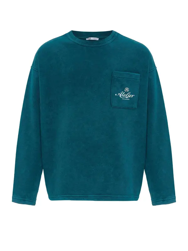 VAMOS CLO VAMOS CLO Sweater majica  petrol / bijela