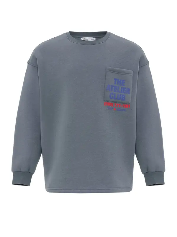 VAMOS CLO VAMOS CLO Sweater majica  plava / tamo siva / svijetlocrvena