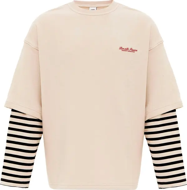 VAMOS CLO VAMOS CLO Sweater majica  svijetlobež / kameno siva / crvena / crna