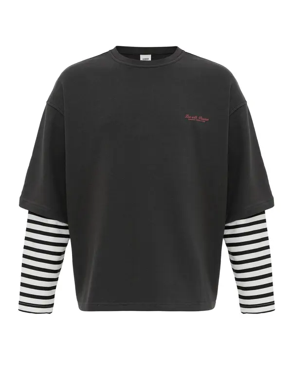 VAMOS CLO VAMOS CLO Sweater majica  tamo siva / crvena / crna / bijela
