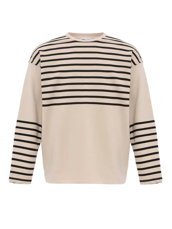 VAMOS CLO VAMOS CLO Sweater majica  taupe siva / crna