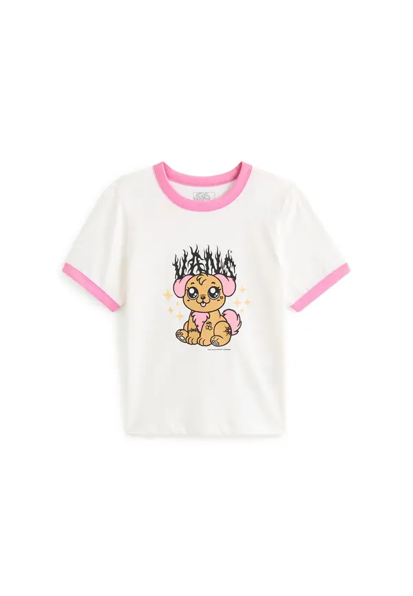 VANS VANS Majica 'Puppy Ringer'  višnja / svijetloroza / crna / bijela