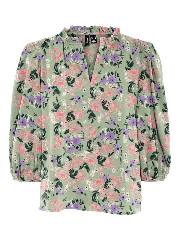 VERO MODA VERO MODA Bluza 'Olivia'  pastelno zelena / tamno zelena / ljubičasta / roza