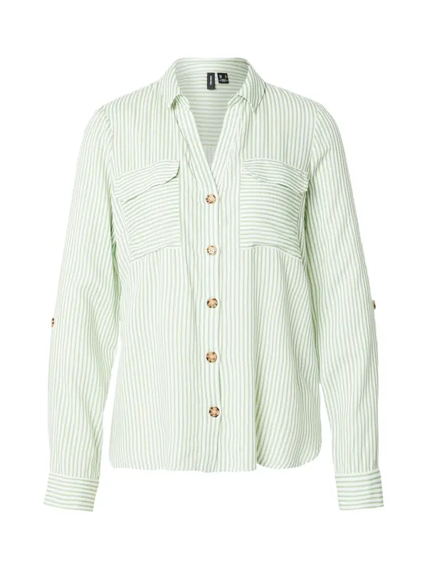 Vero Moda VERO MODA Bluza 'VMBumpy'  svijetlozelena / bijela