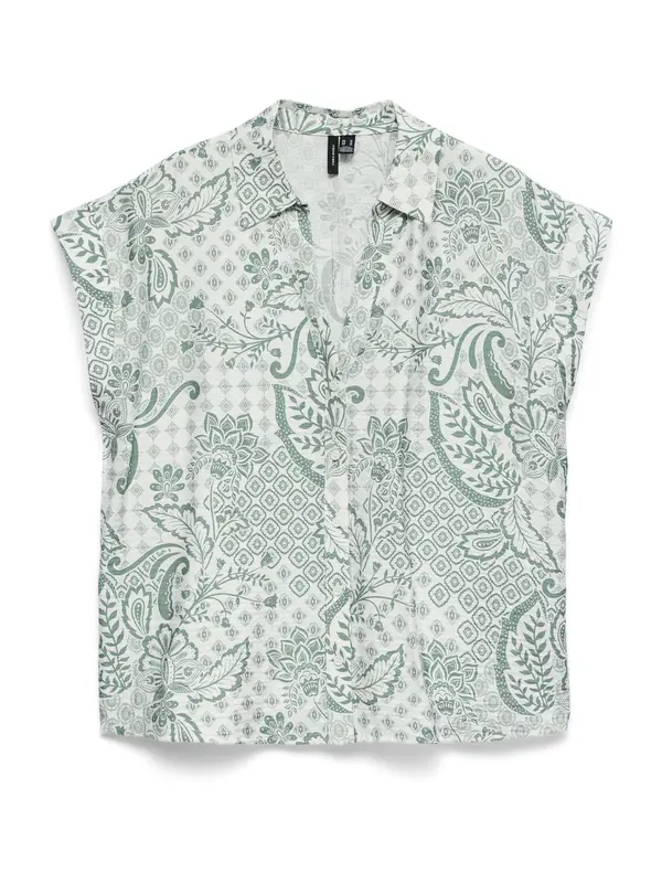 VERO MODA VERO MODA Bluza 'VMCILLE HILDA'  tamno zelena / bijela